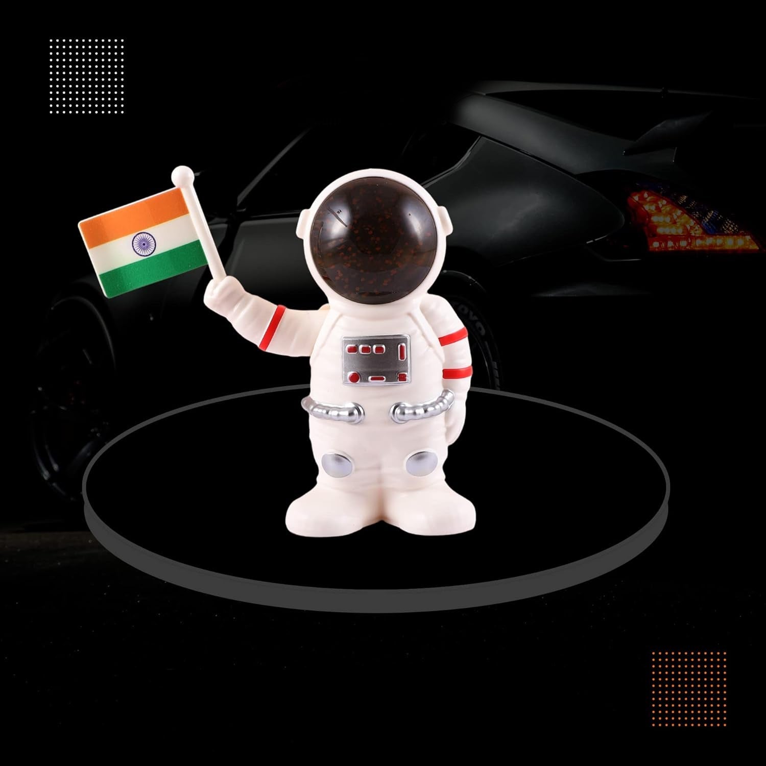 Solar Power Astronaut Ornament Moving Hand with Indian Flag (1 Pc) Solar Power Astronaut Ornament Moving Hand with Indian Flag (1 Pc)